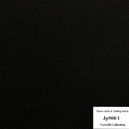 Jp908/1 Vercelli CVM - Vải Suit 95% Wool - Đen Trơn